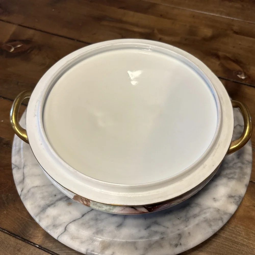 VTG Bavaria Favorite Hand Painted Round Covered Serving Vegetable Dish 8